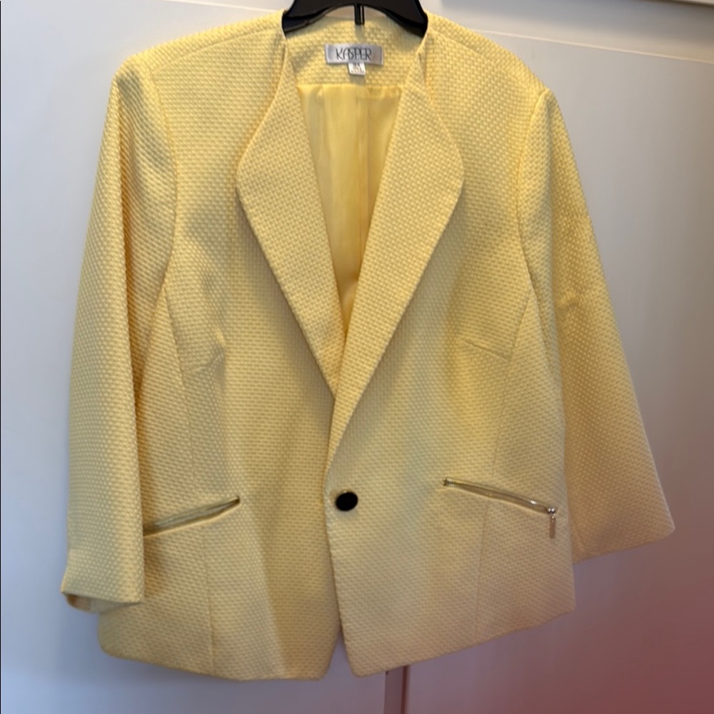 Kasper Yellow Blazer Structured Suit Jacket